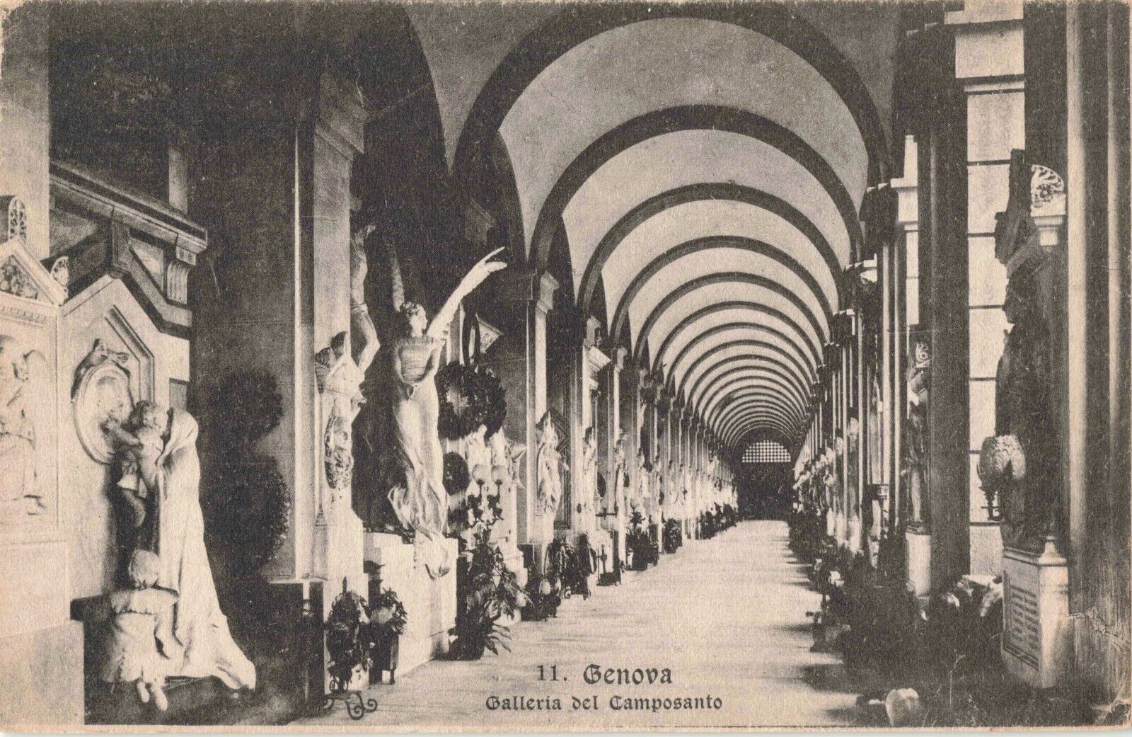 Genoa Liguria Italy, Cemetery Gallery, Vintage Postcard