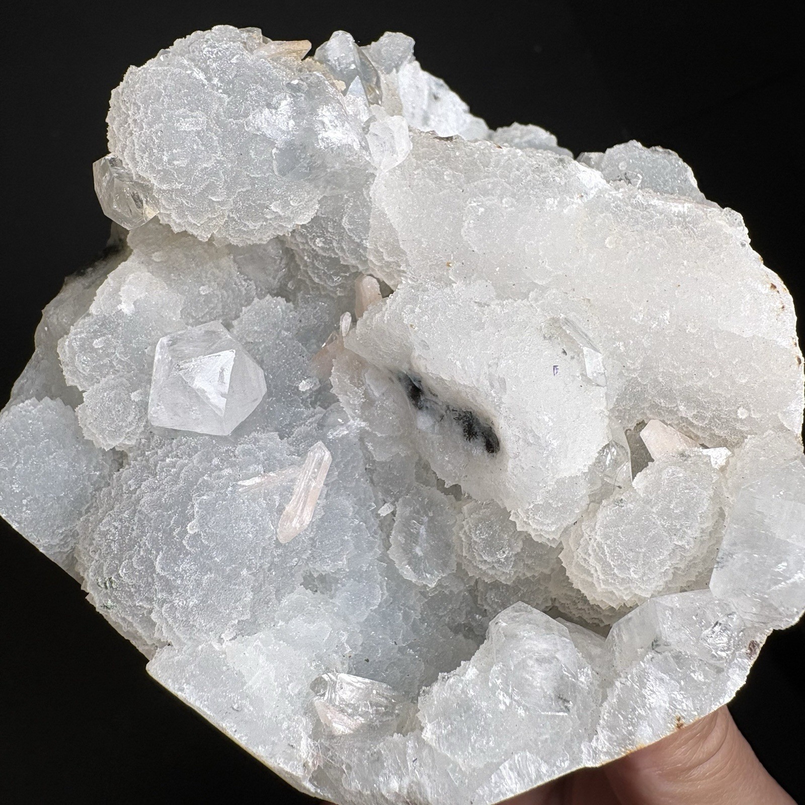 Natural Apophyllite Cluster with Peach Stilbite India Mineral Specimen D16 Natural Apophyllite Cluster with Peach Stilbite India Mineral Specimen D16
