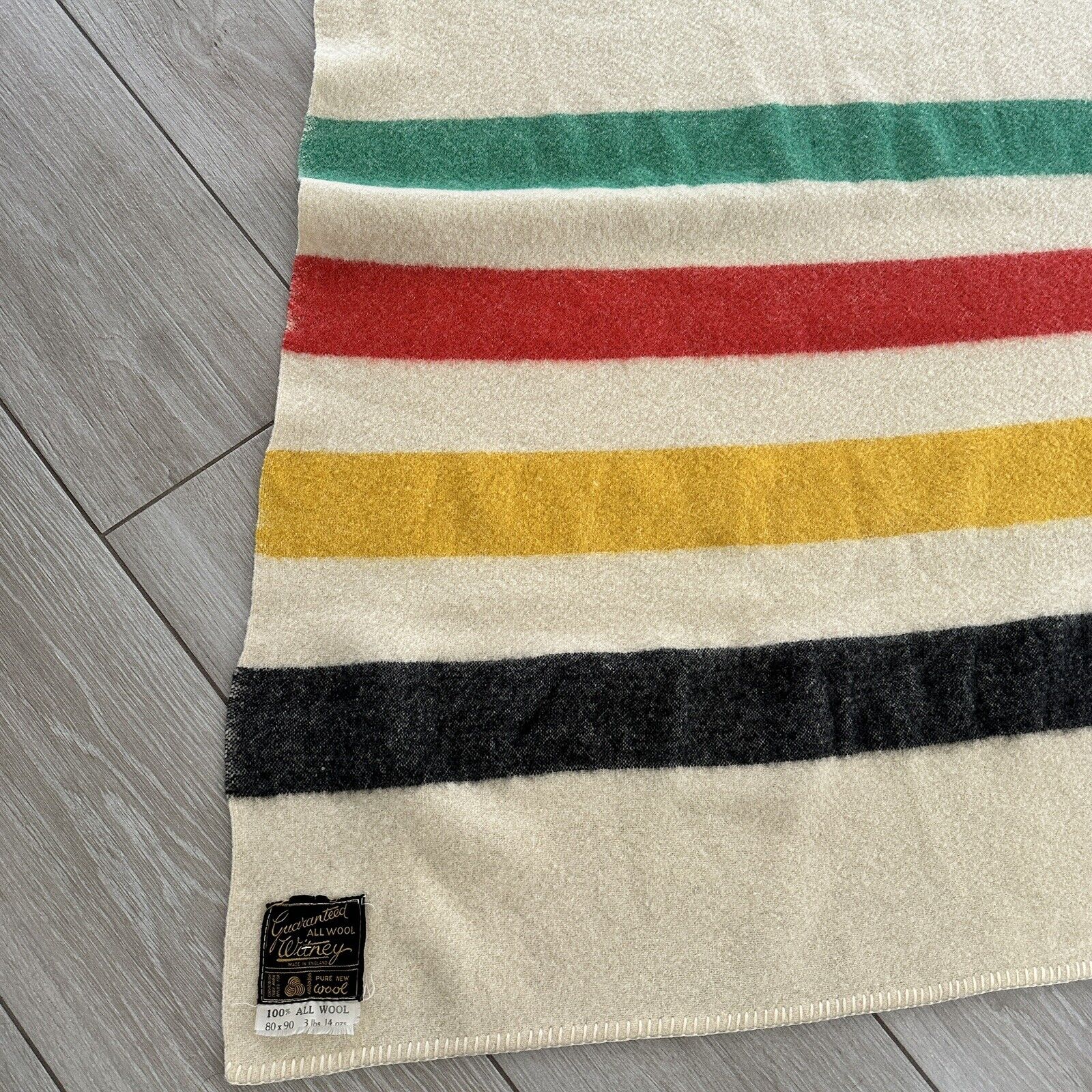 Vintage Early’s Witney Point Wool Blanket Striped England 80 x 90