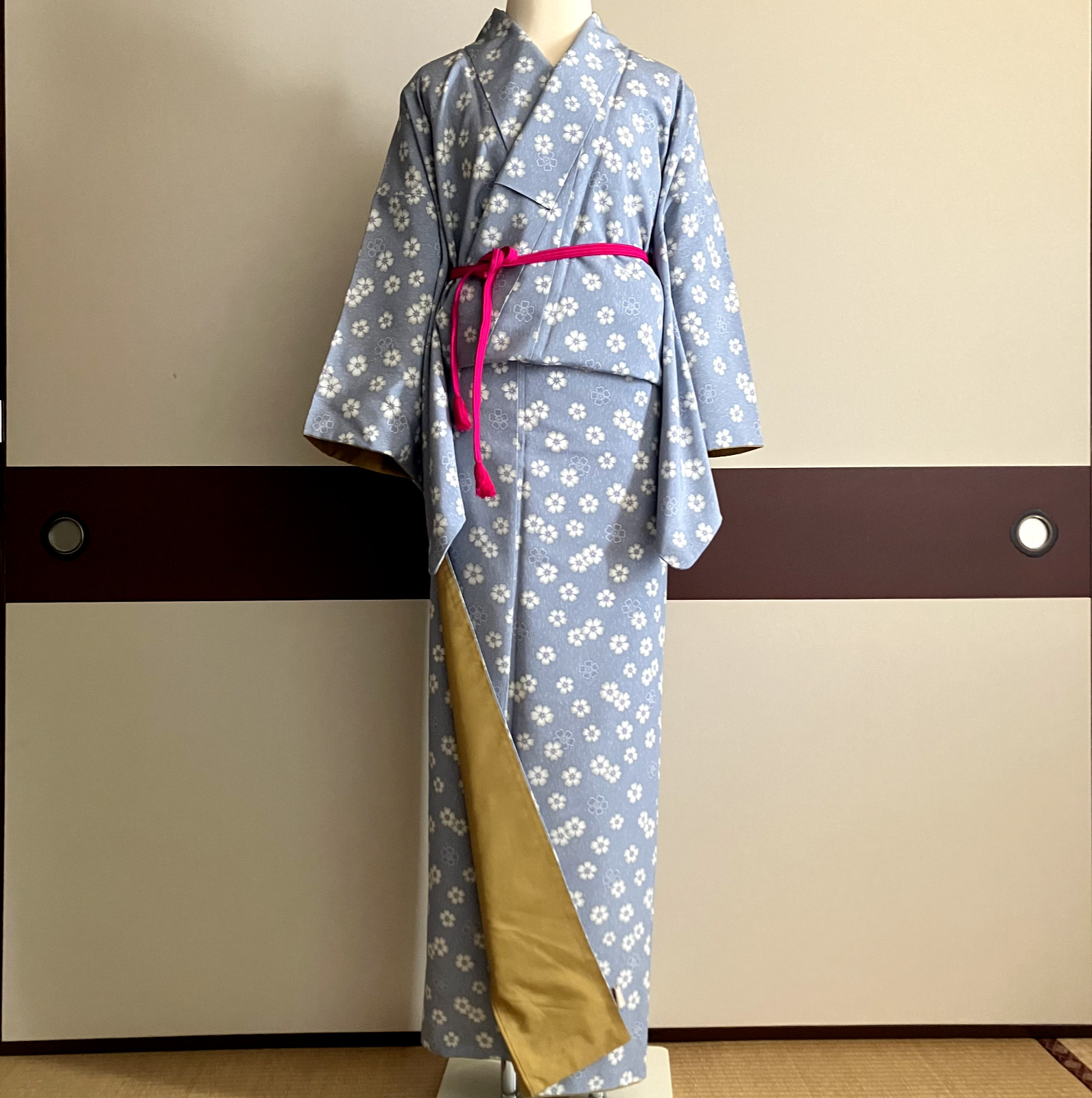 Kimono Japanese Sakura  pattern Baby blue grey colour