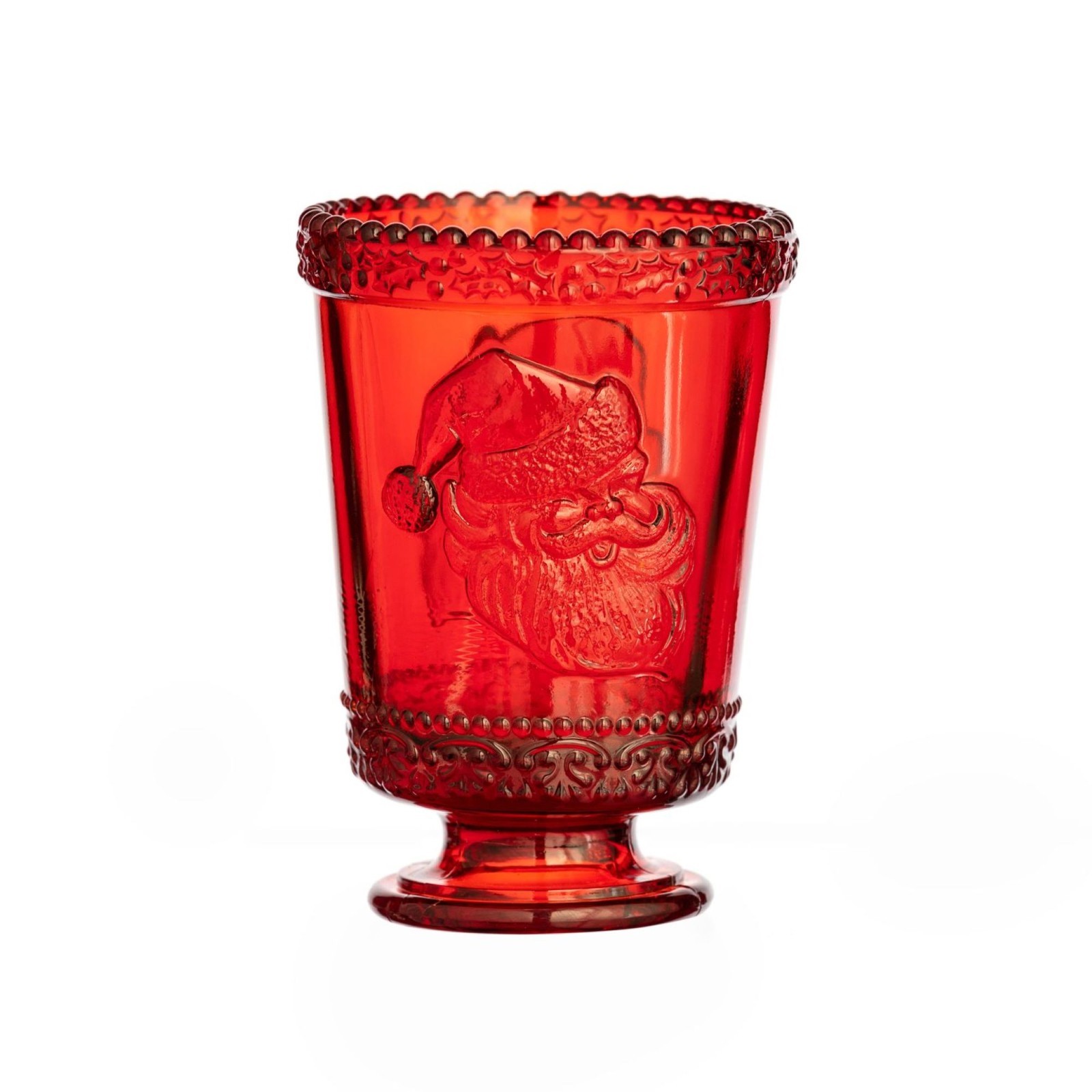 Mosser Glass USA Christmas Season Santa Cup Brilliant Red New
