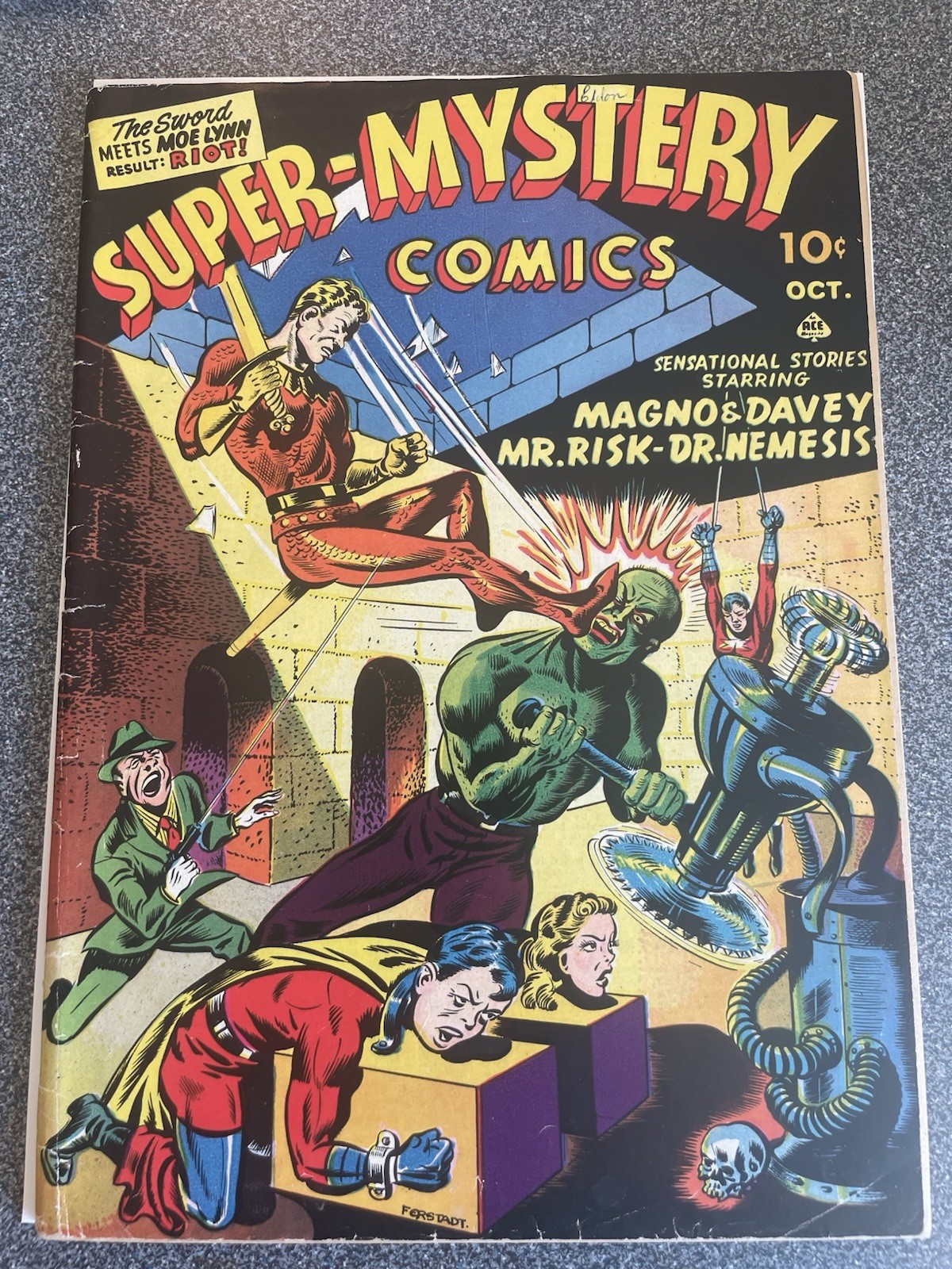 Super Mystery Comics Vol. 3 #6 RARE Classic Torture Cover Ace Golden Age Comic Super Mystery Comics Vol. 3 #6 RARE Classic Torture Cover Ace Golden Age Comic