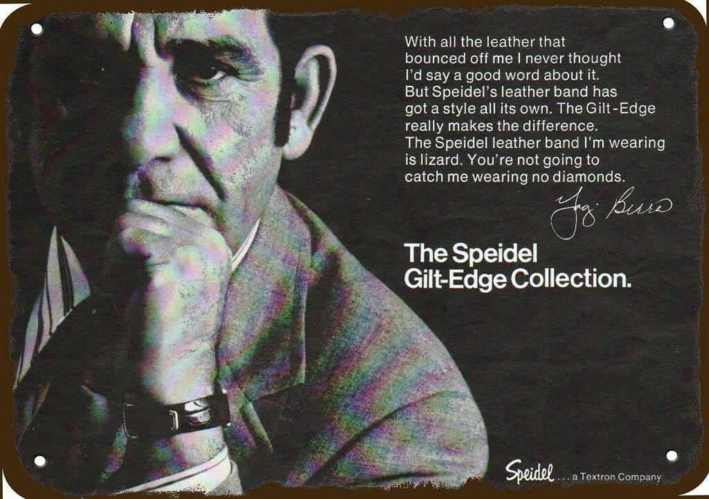 1971 SPEIDEL Vintage Look REPLICA METAL SIGN - NEW YORK YANKEES HOF YOGI BERRA 