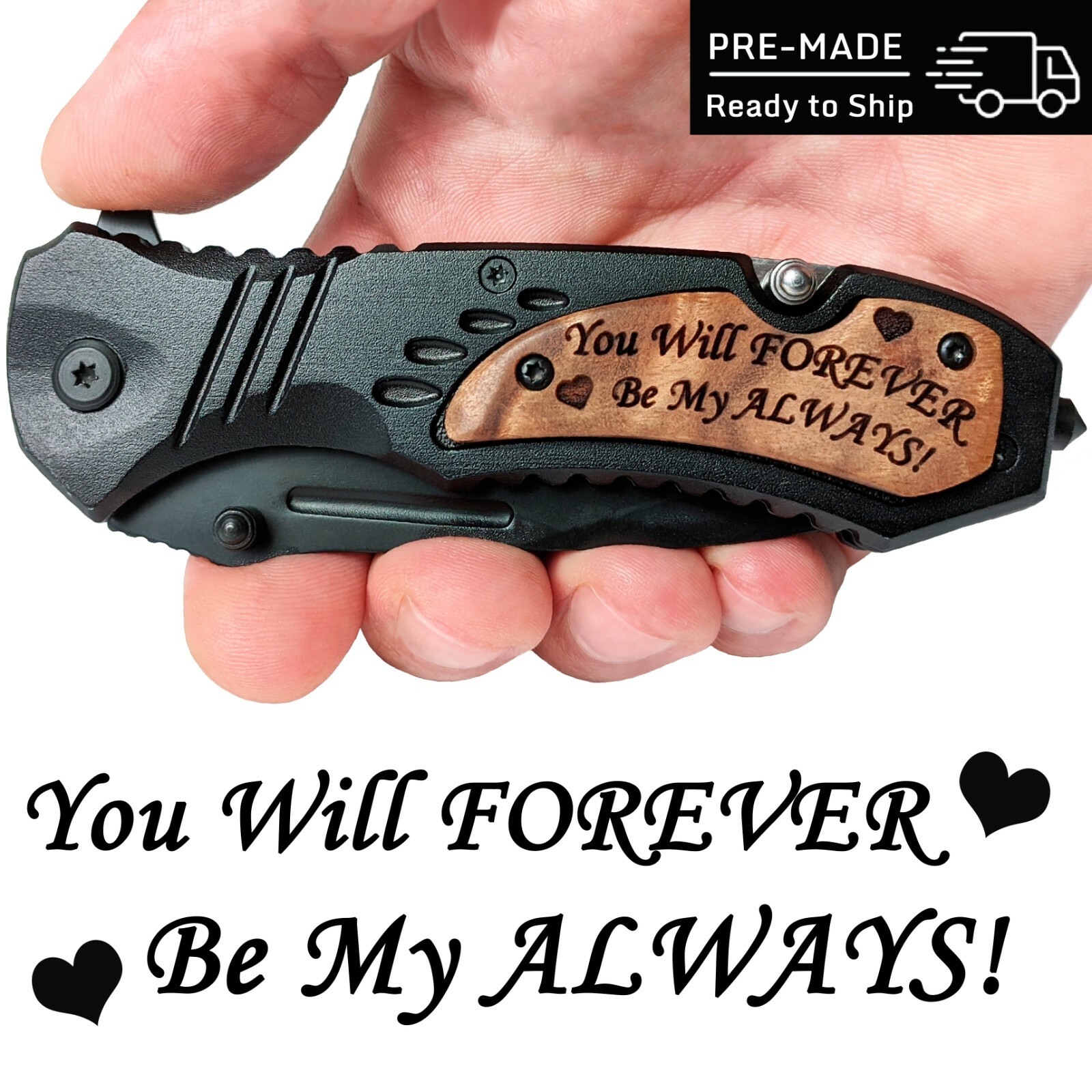 Anniversary Gifts for Husband, Boyfriend, Him - Engraved Pocket Knife TAC-FORCE