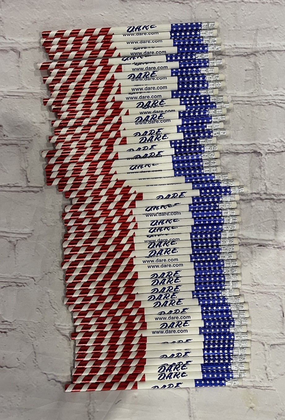50Vintage D.A.R.E Metallic Stars and Stripes Pencil www.dare.com Not Sharpened