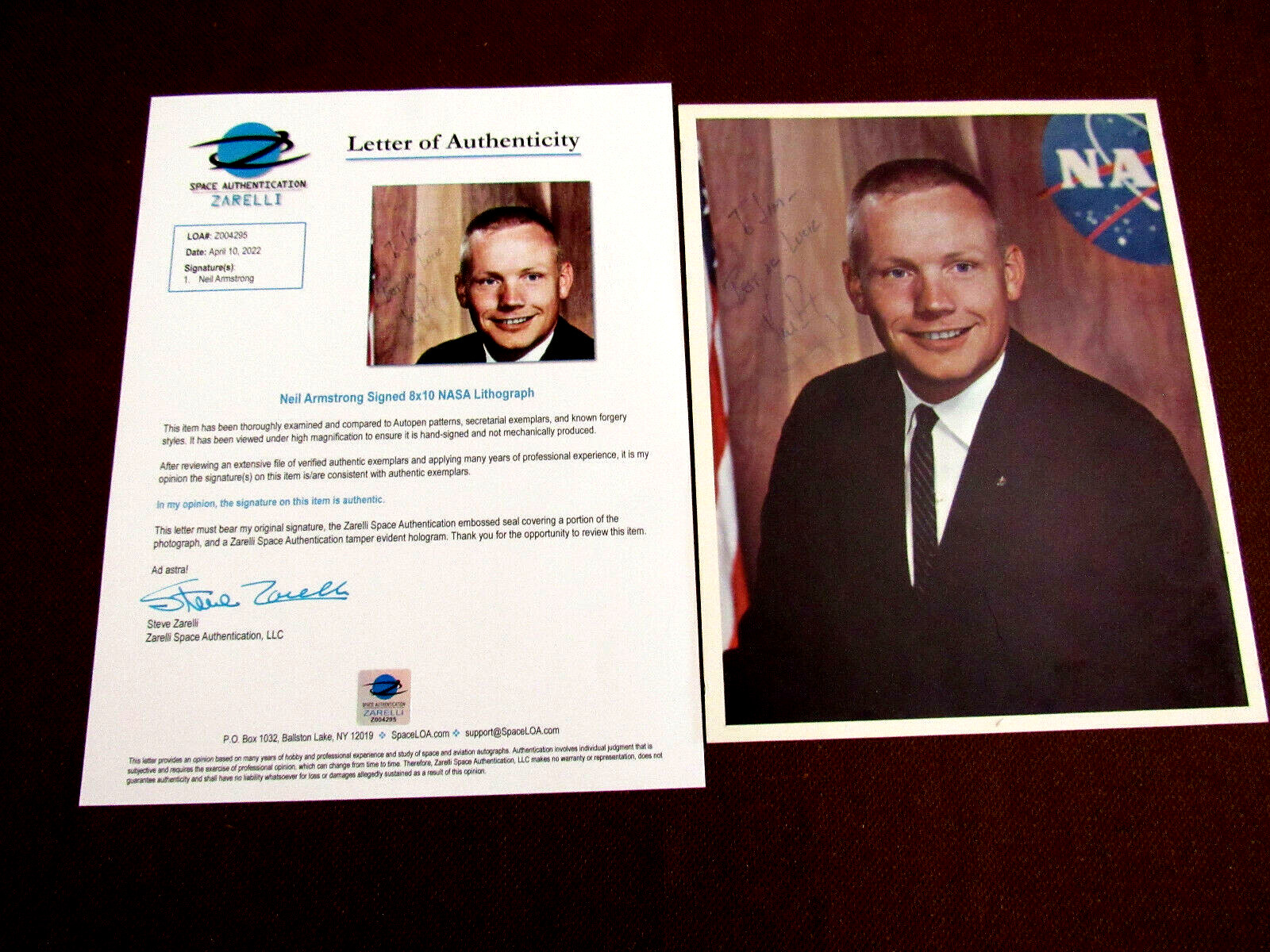 NEIL ARMSTRONG APOLLO 11 FIRST ON THE MOON SIGNED AUTO NASA LITHO PHOTO ZARELLI