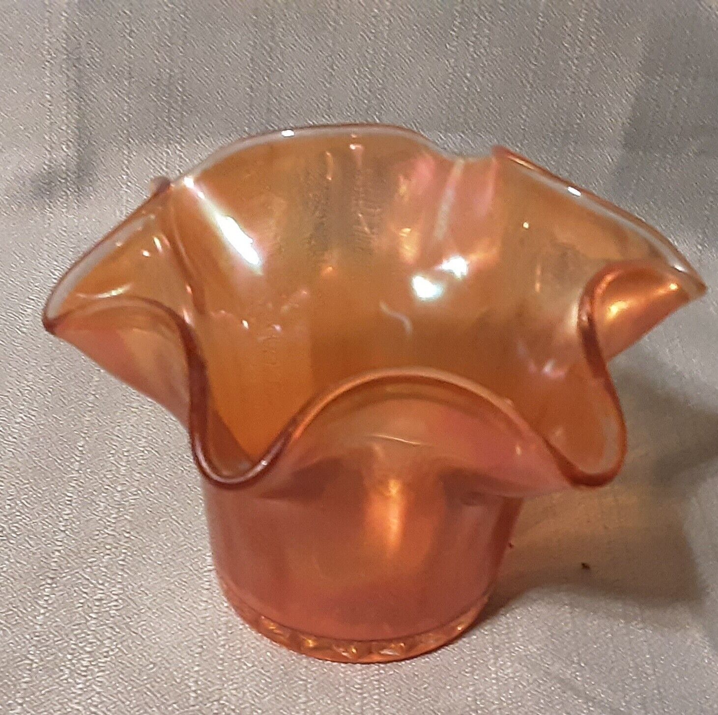 Vintage Marigold Carnival Glass Bowl/Vase with Fluted Rim, Fenton?