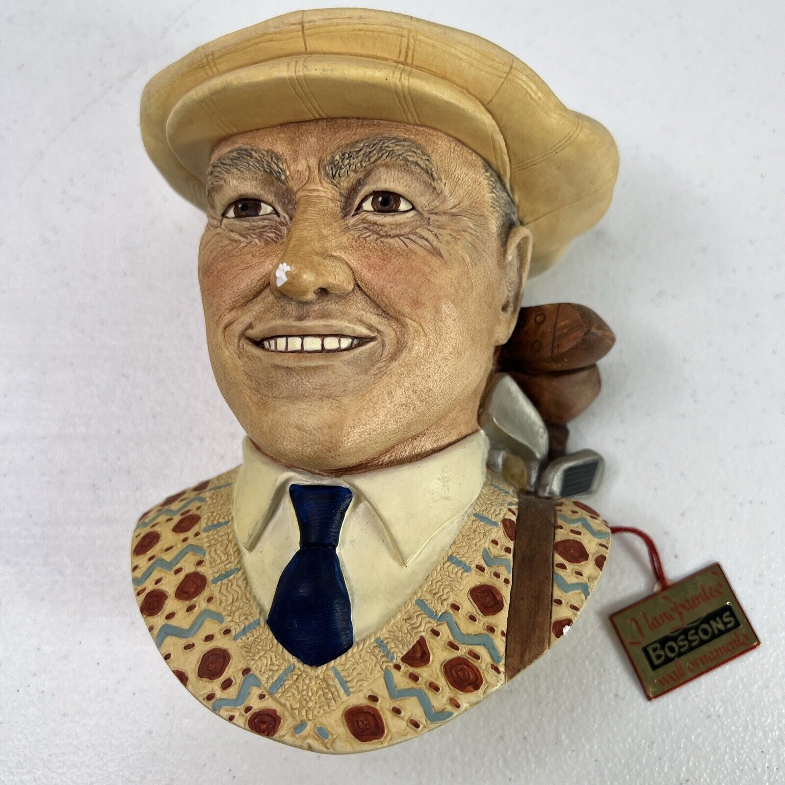 Bossons 1995 Golfer Chalkware Head w/ Original Tag Chip on the Nose