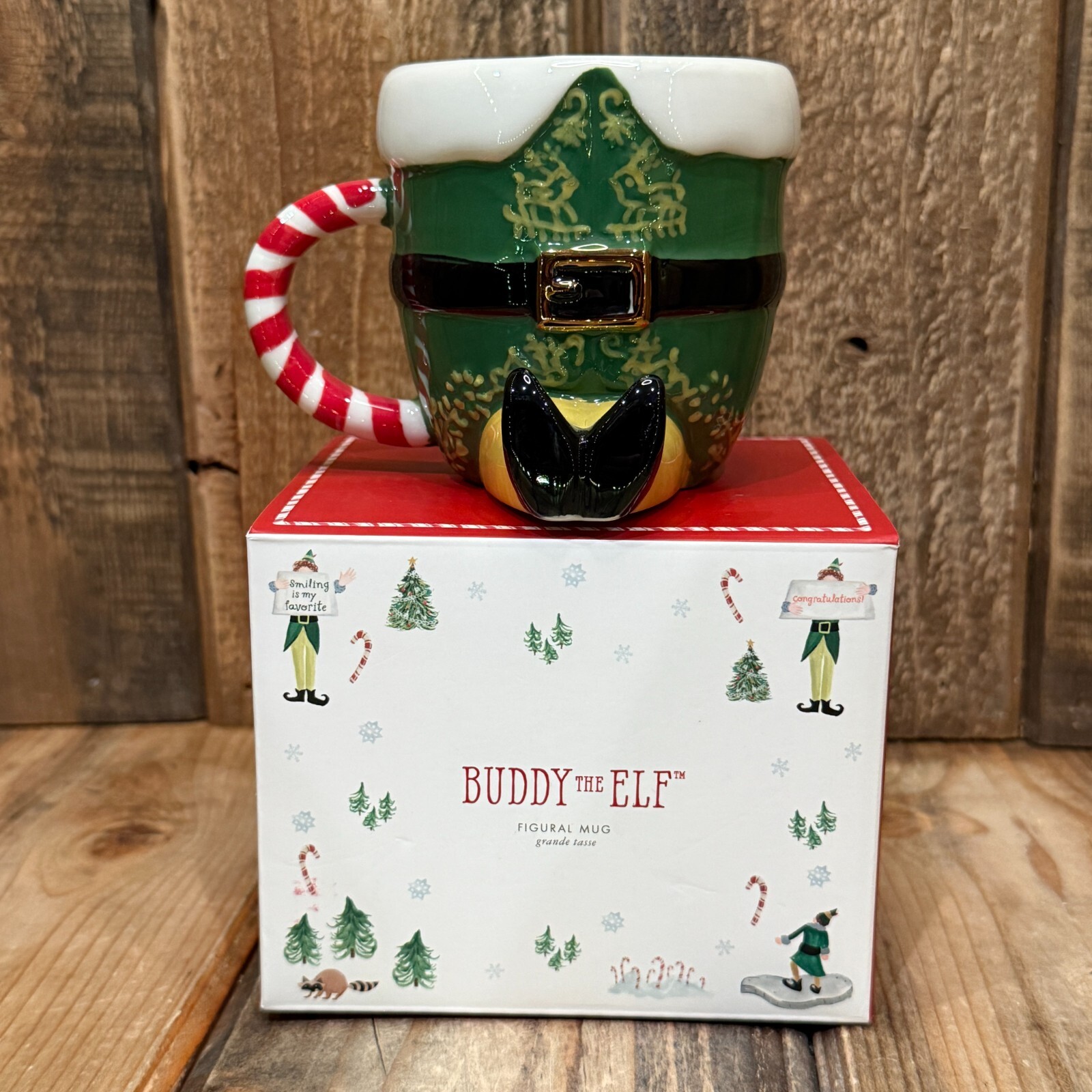 POTTERY BARN BUDDY THE ELF MUG FOR THE WORLD\'S BEST COFFEE & HOT COCOA CHRISTMAS