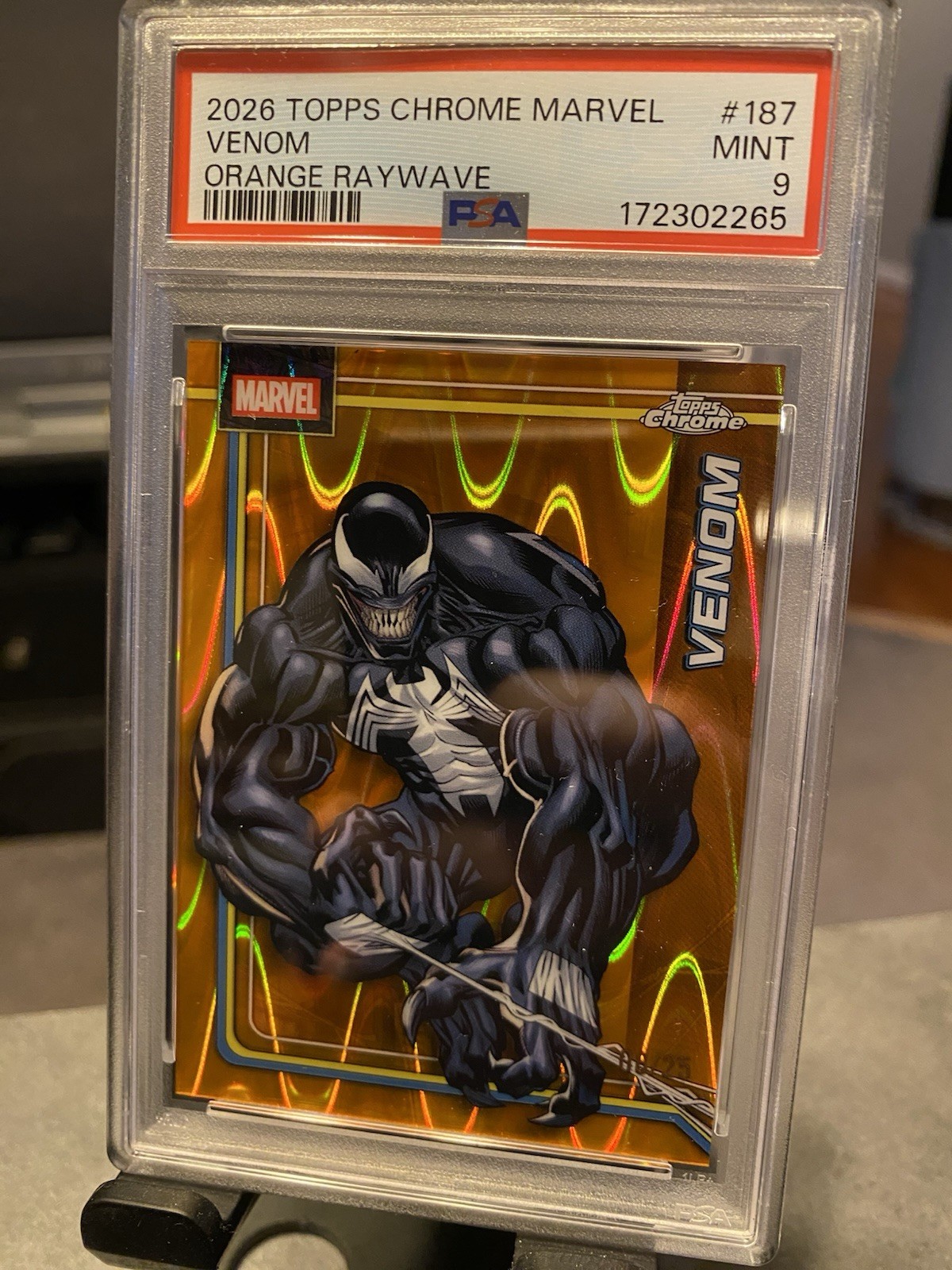 2026 Topps Chrome Marvel Comics Venom Orange Ray Wave #8/25 PSA 9 Pop 1