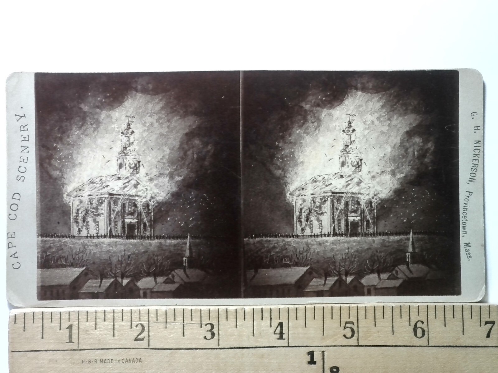 Provincetown MA Town Hall Fire Stereoview G. H. Nickerson 1870s Cape Cod Provincetown MA Town Hall Fire Stereoview G. H. Nickerson 1870s Cape Cod
