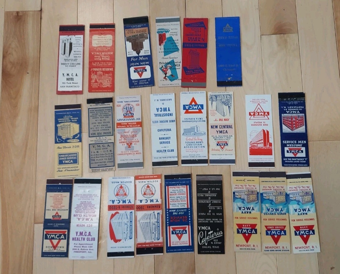 Beautiful YMCA Themed Vintage Matchbook Lot From 1940s-50s Advertising 