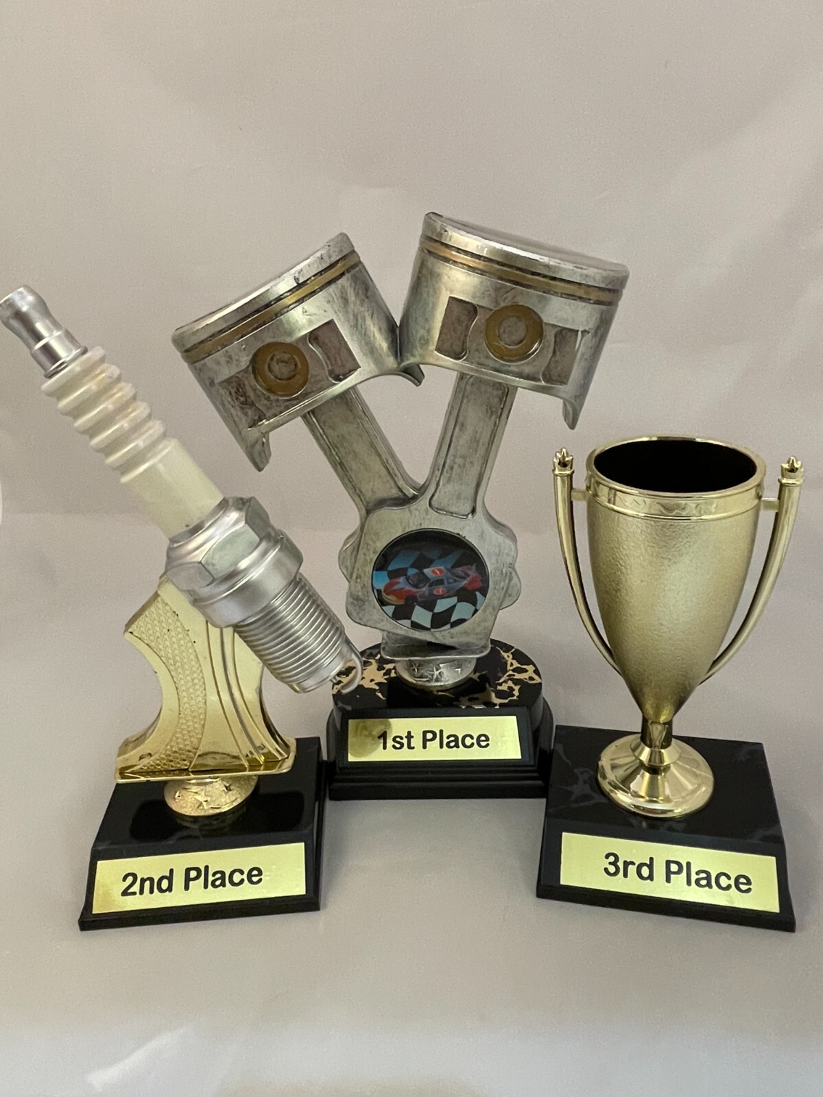 CAR SHOW TROPHY GROUP OF 3 TROPHIES FOR 1ST 2ND 3RD PLACE WITH PLACEMENTS