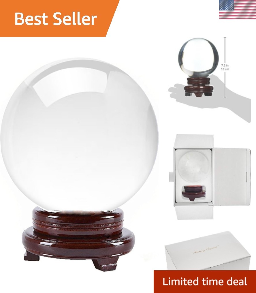 Crystal Ball 130mm 5 inch Including Wooden Stand and Gift Package