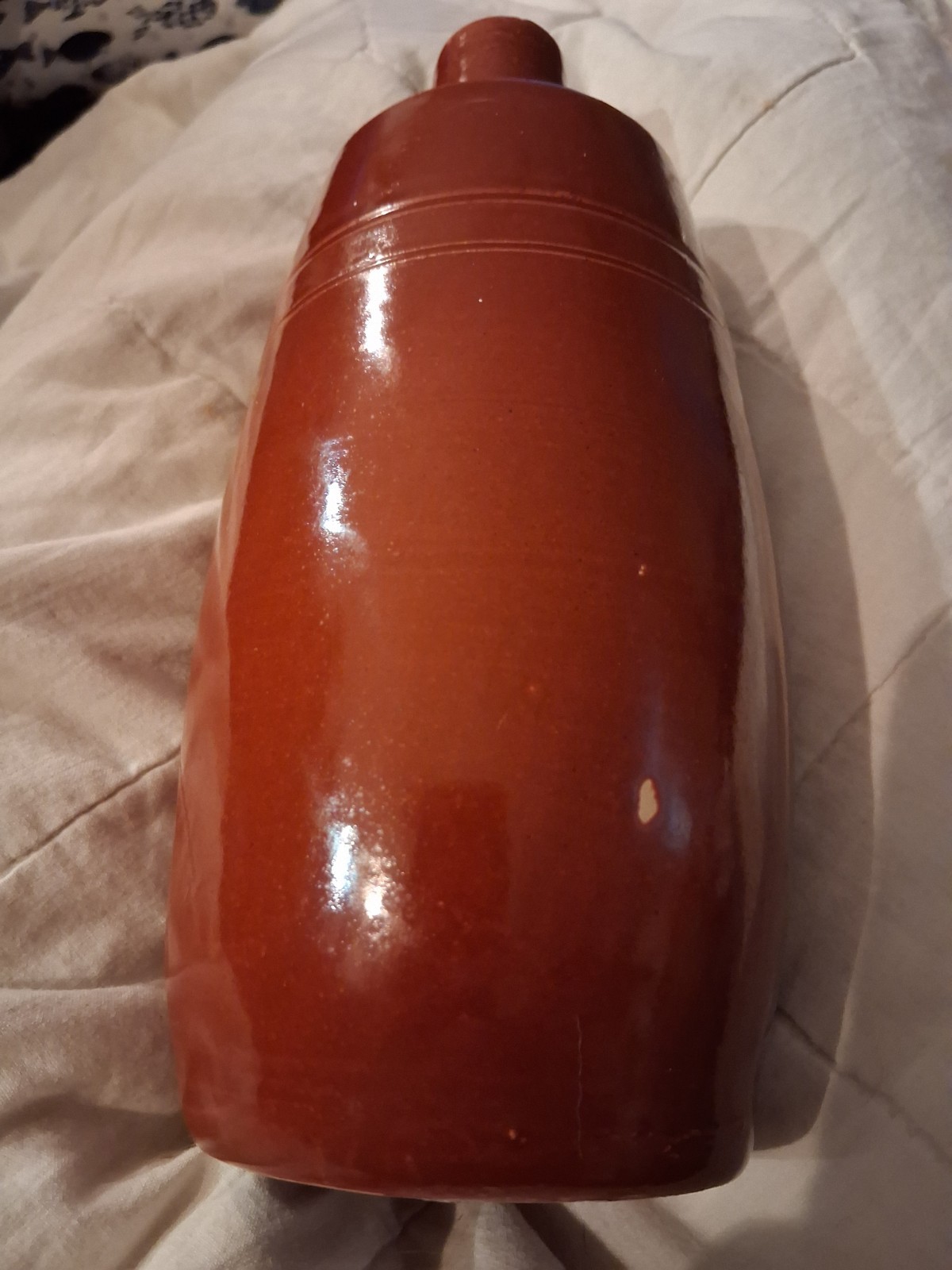 Vintage Lancers Wine Bottle Red/Brown Stoneware Jug 9