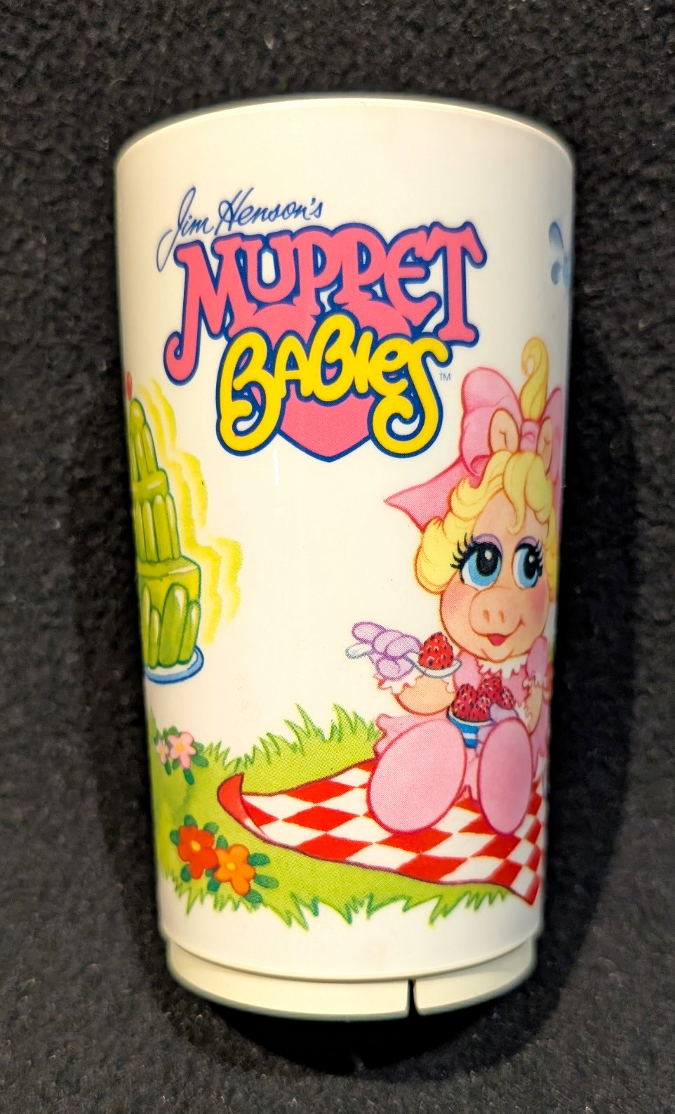 Vintage Deka Muppet Babies 1986 16 fl oz Plastic Tumbler Cup Miss Piggy Kermit
