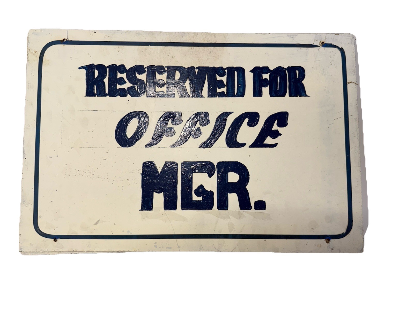Vintage Reserved for Office Manager Parking Sign Metal Sign  Hand Lettered
