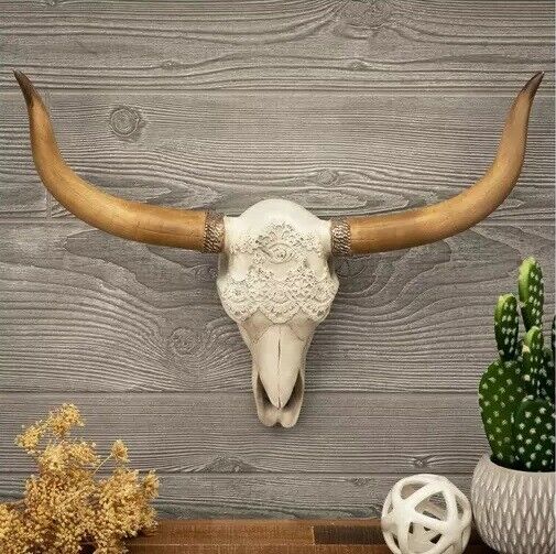 Western Longhorn Skull Steer Bull Skull Southwestern Hanging Wall Decor Resin