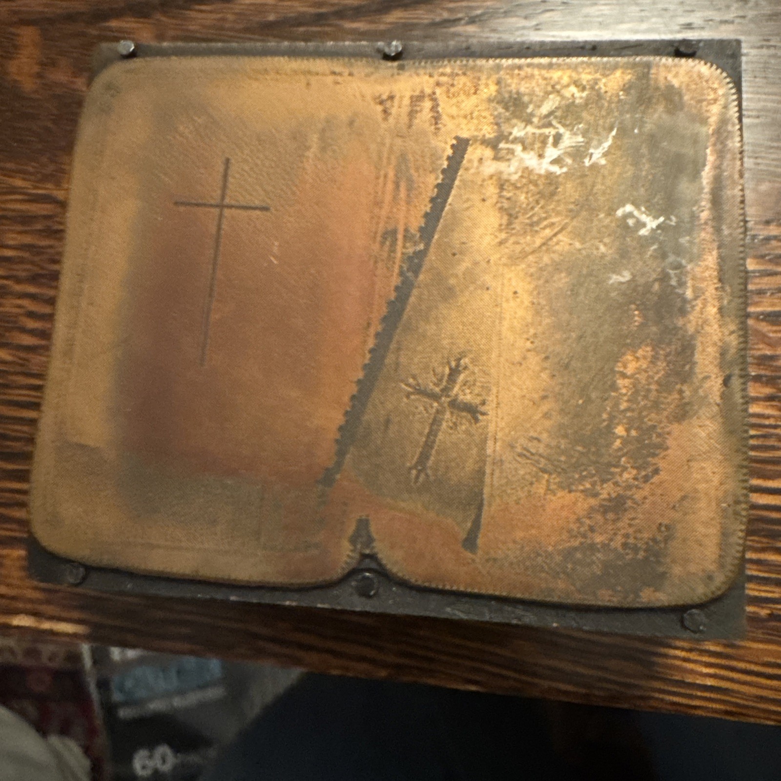 Antique Letterpress Printing Plate Religious Cross Jacob’s Ladder c1900