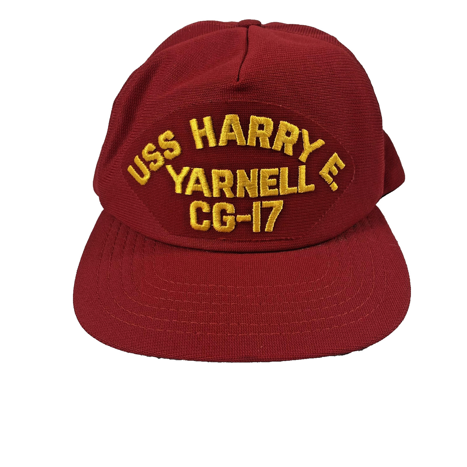 Vintage USS Harry E Yarnell CG-17 Hat Red Snapback Cap Ship Military USA Made
