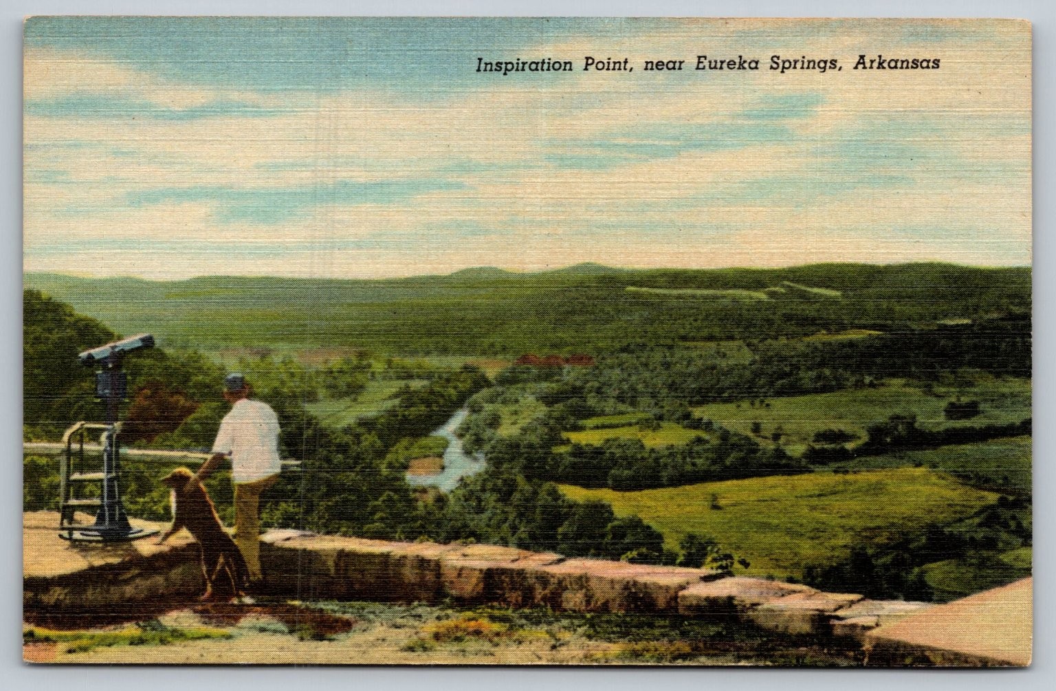 Vintage Linen Postcard Inspiration Point Eureka Springs Arkansas Scenic View Vintage Linen Postcard Inspiration Point Eureka Springs Arkansas Scenic View