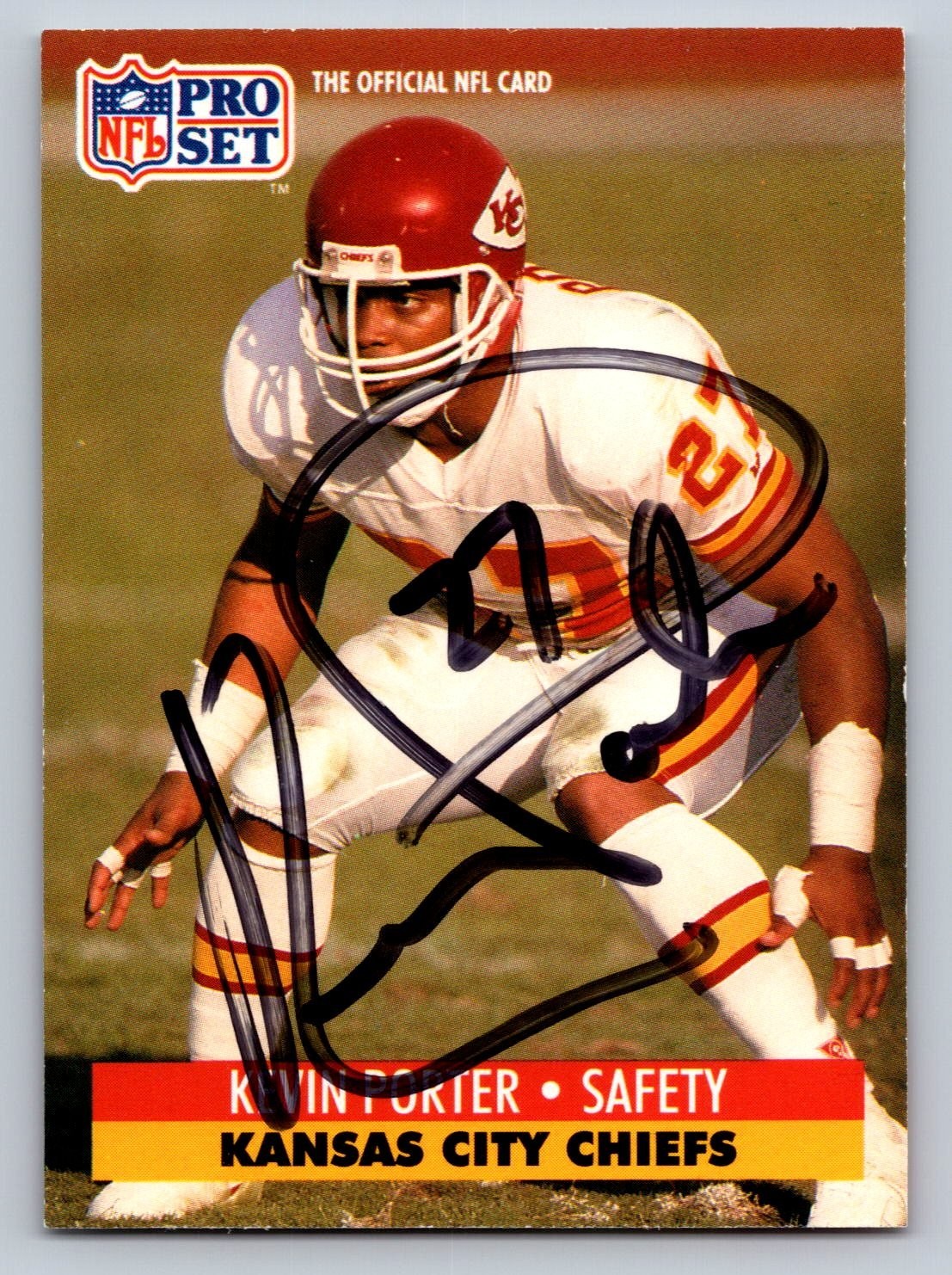 Kevin Porter Autographed 1991 Pro Set NFL Card #187 Kansas City Chiefs Safety