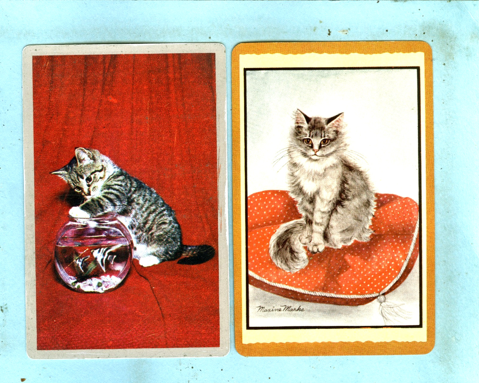 2 Vintage Pair of Swap Cards, Cats, Two Cute Cats....