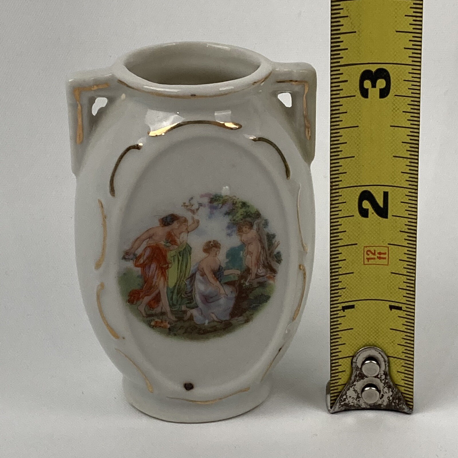 VTG 40s Handpainted Porcelain Mini Vase Urn Toothpick Holder Occupied Japan