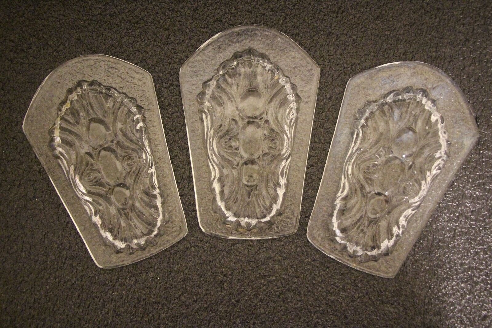LOT of 3 Vintage Repurposed Art Nouveau Glass Embossed Embellishment LOT of 3 Vintage Repurposed Art Nouveau Glass Embossed Embellishment