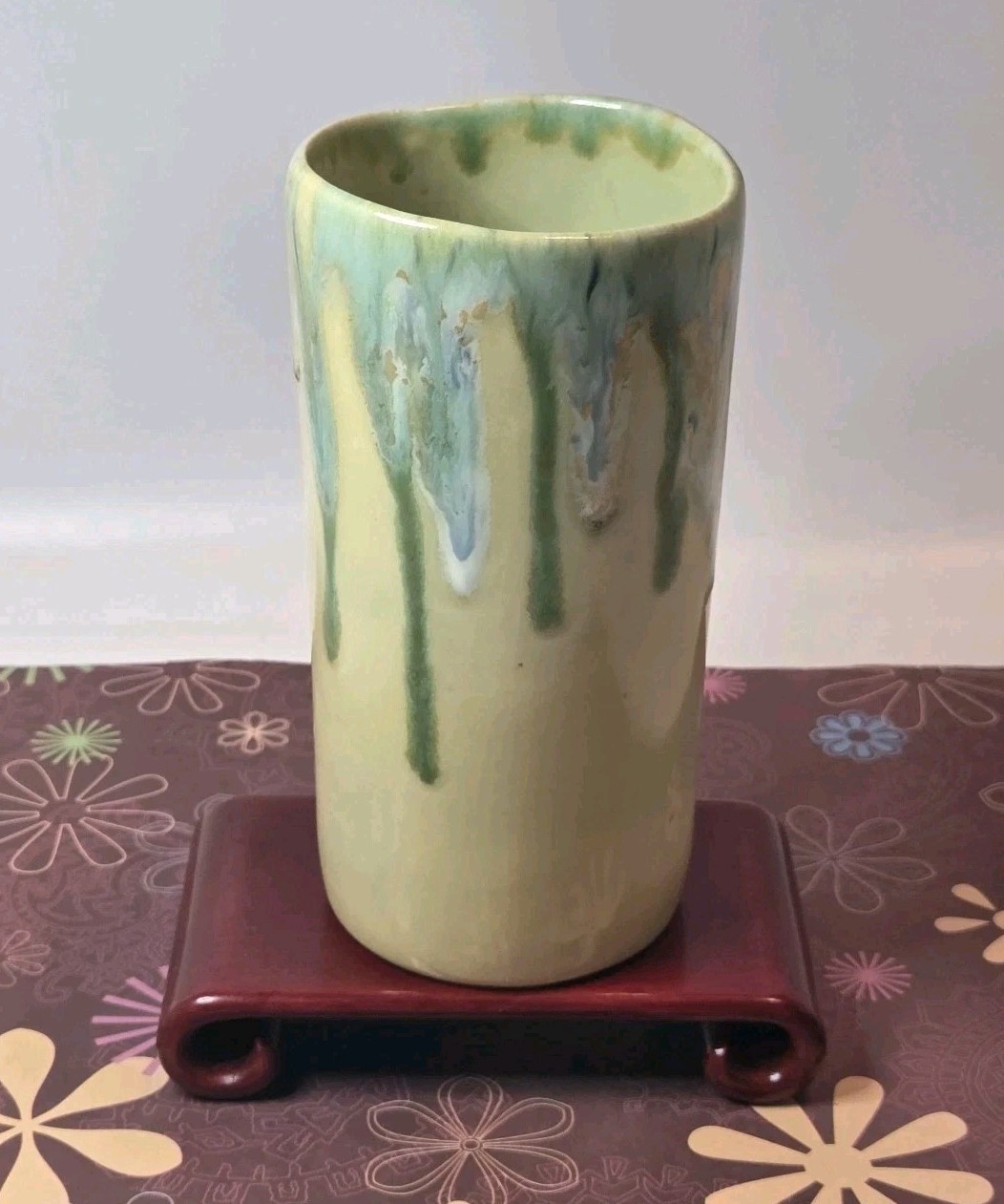 Desert Sage Ware HOSOJI POTTERY Vase Yellow Drip Glaze 6\