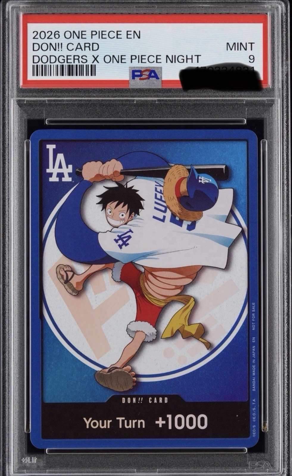 One Piece 2026 EN DON CARD Dodgers x One Piece Night PSA 9 +1000 plus HAT