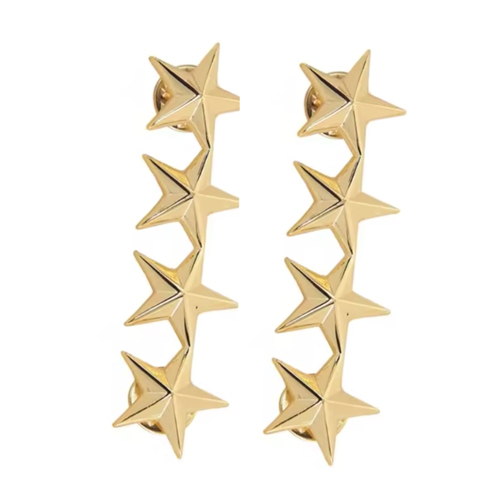 2Pcs WWII WW2 US Army Officer 4 Stars General Rank Badges Pin Gold - New 2Pcs WWII WW2 US Army Officer 4 Stars General Rank Badges Pin Gold - New