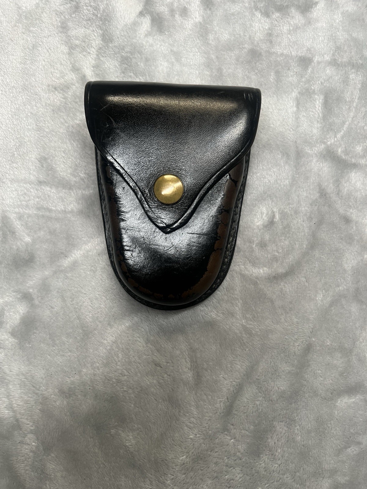 Vtg Frisbie Black Leather Handcuff Case Pouch Portland, OR Made In USA
