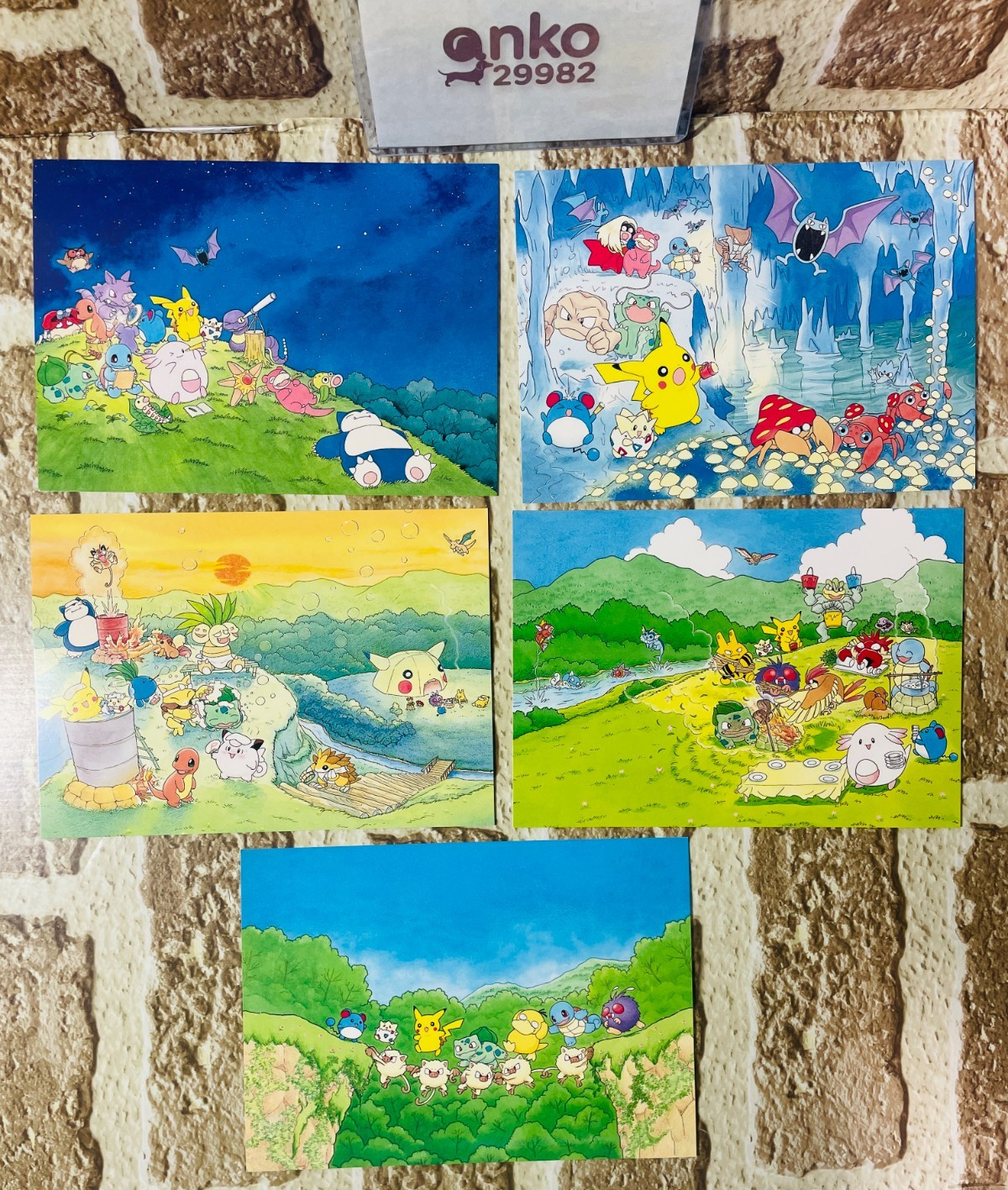 Keiko Fukuyama Pokemon Postcard 1999 Retro Art Set of 5 Japanese Pikachu Project