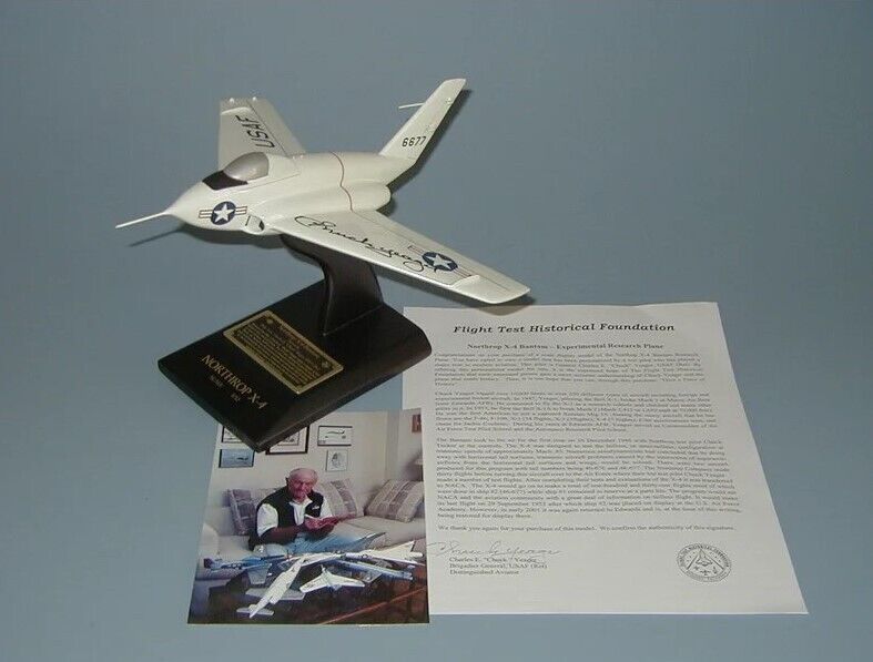 USAF Northrup X-4 Bantom Chuck Yeager Signed COA Desk Top Model 1/32 SC Airplane