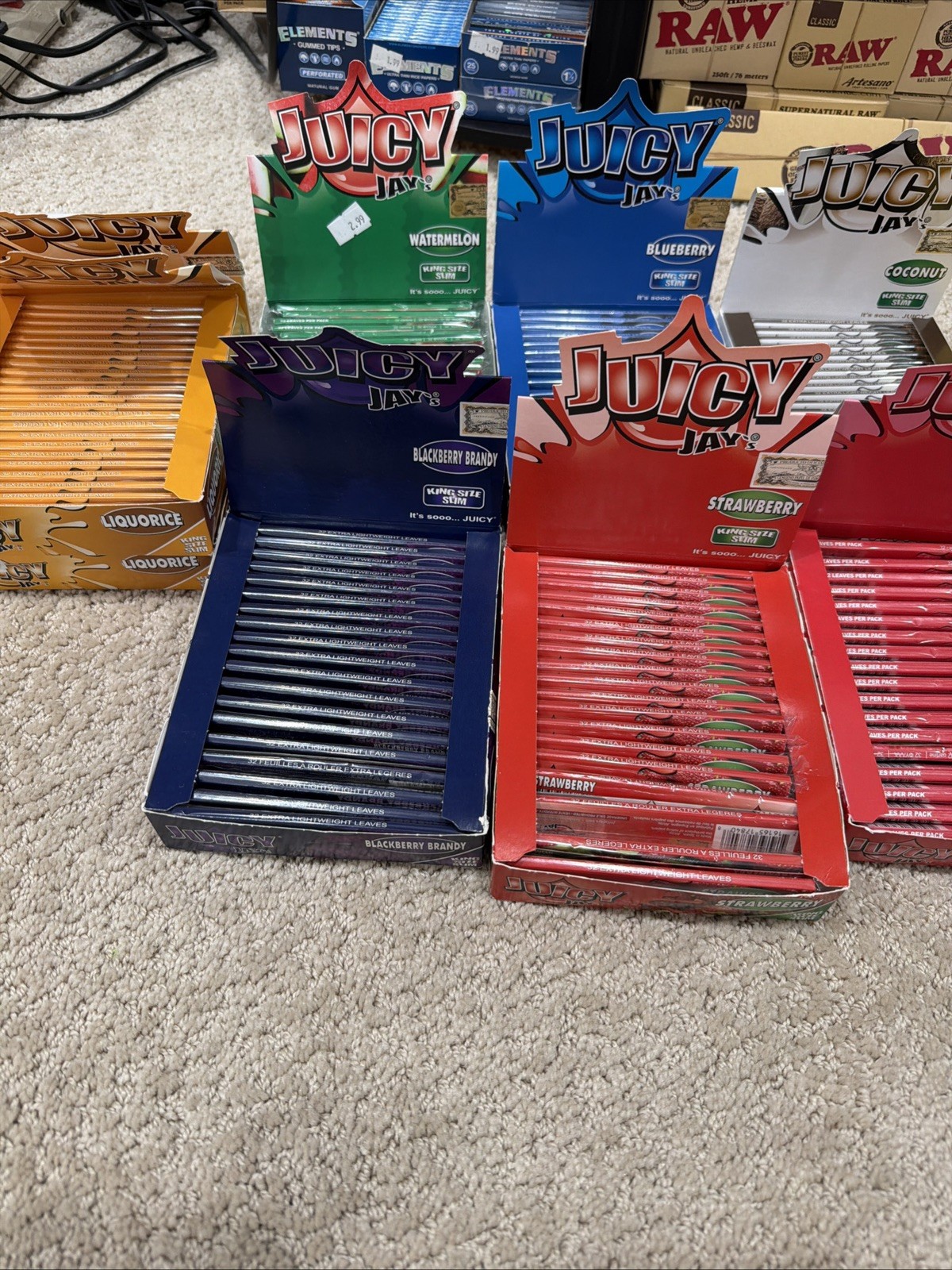 24 Pack Juicy Jay’s King Size Slim Rolling Papers Display Box Mixed Flavors Ciga