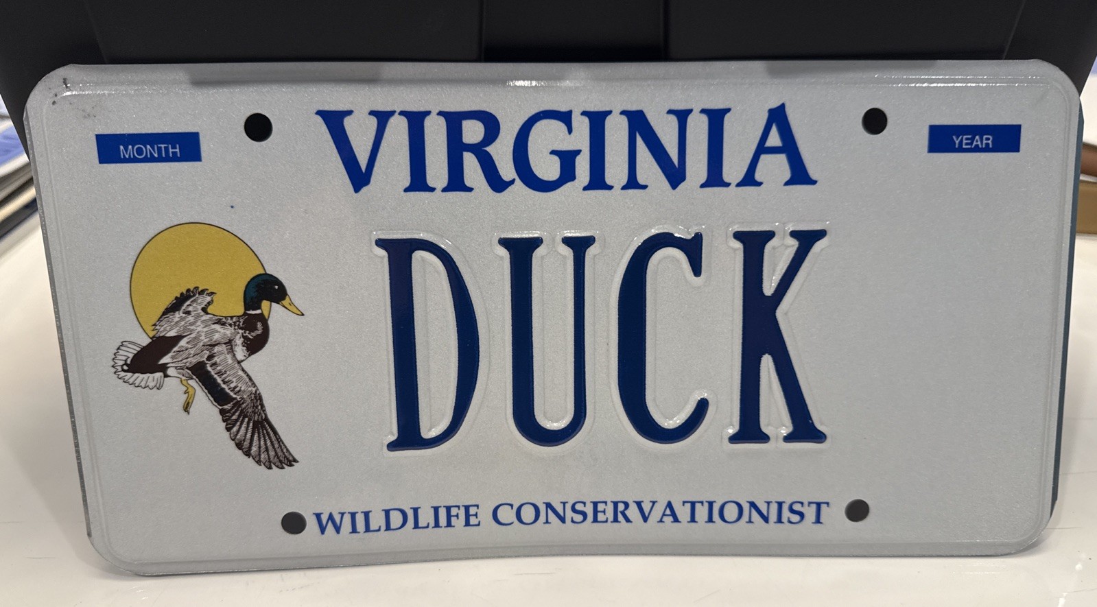 Exp. Va Personalized Vanity License Plate DUCK Wildlife Conservationist Tag Sign