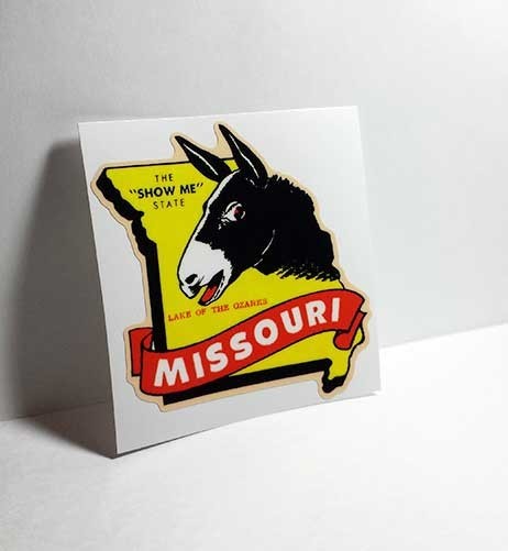 MISSOURI Show Me State Vintage Style Travel Decal, Vinyl Sticker, luggage label MISSOURI Show Me State Vintage Style Travel Decal, Vinyl Sticker, luggage label