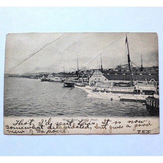 RPPC Postcard Arlington Dock Co Pier Seattle WA Waterfront 1906 Boats Ships RPPC Postcard Arlington Dock Co Pier Seattle WA Waterfront 1906 Boats Ships