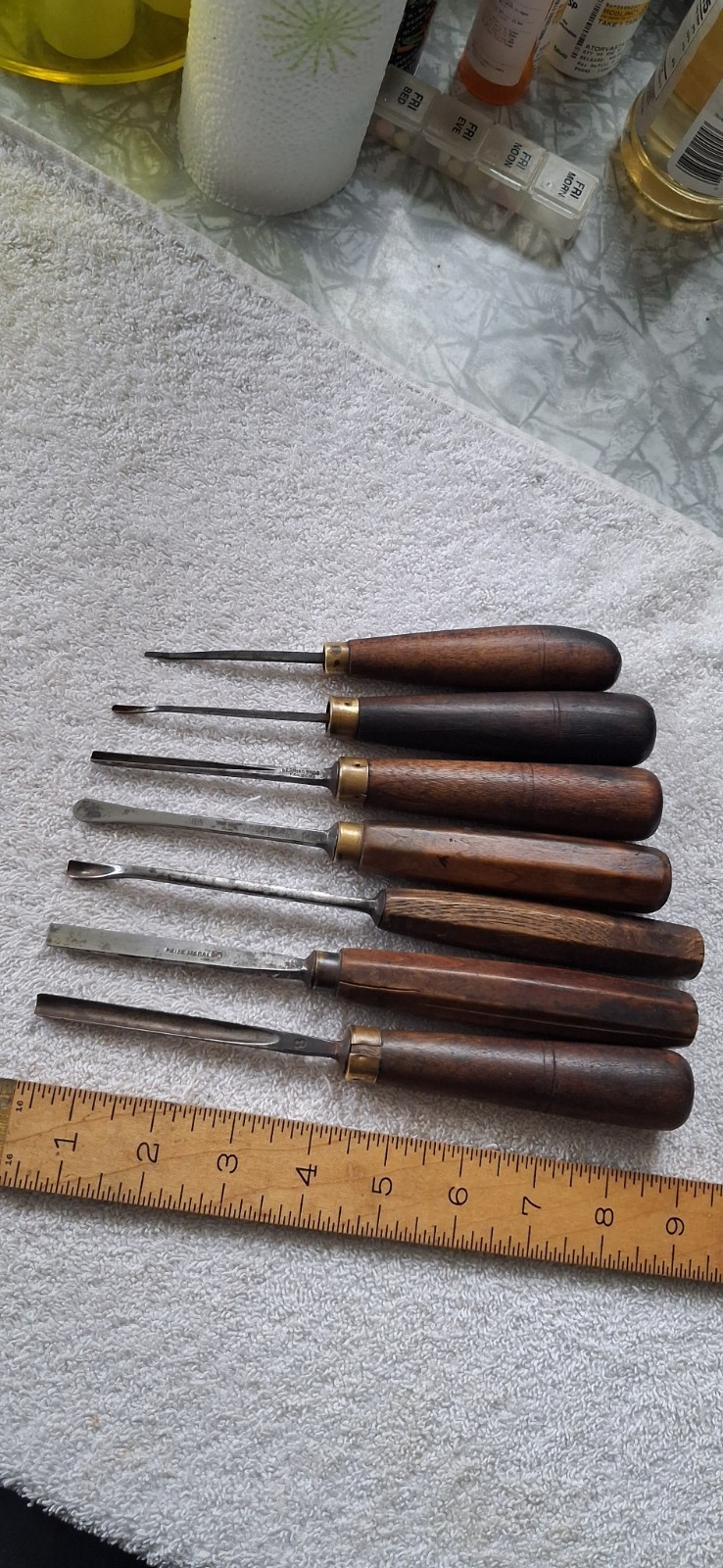 7 Carving Chisels - Herring Brothers, London - VGC