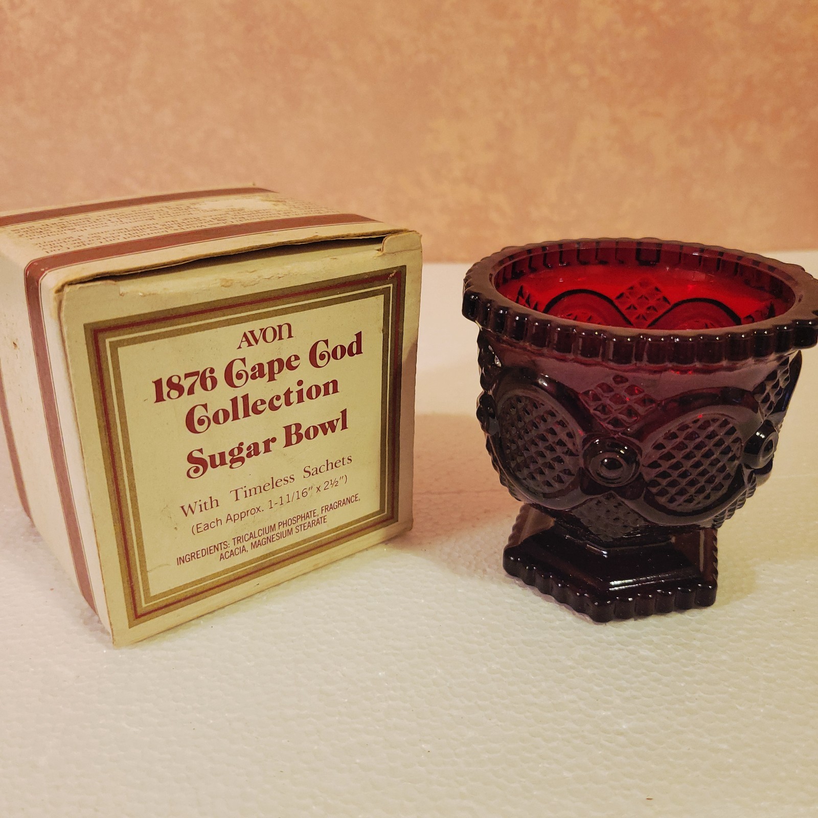 Avon Ruby Red Cape Cod 1876 Sugar Bowl With Box