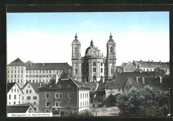 Weingarten/Württemberg, view to the monastery, postcard 
