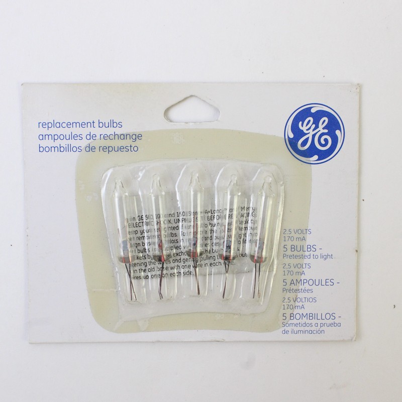 2.5 Volt GE Christmas Light Bulbs CLEAR Mini for 50 100 150 Light String A Long