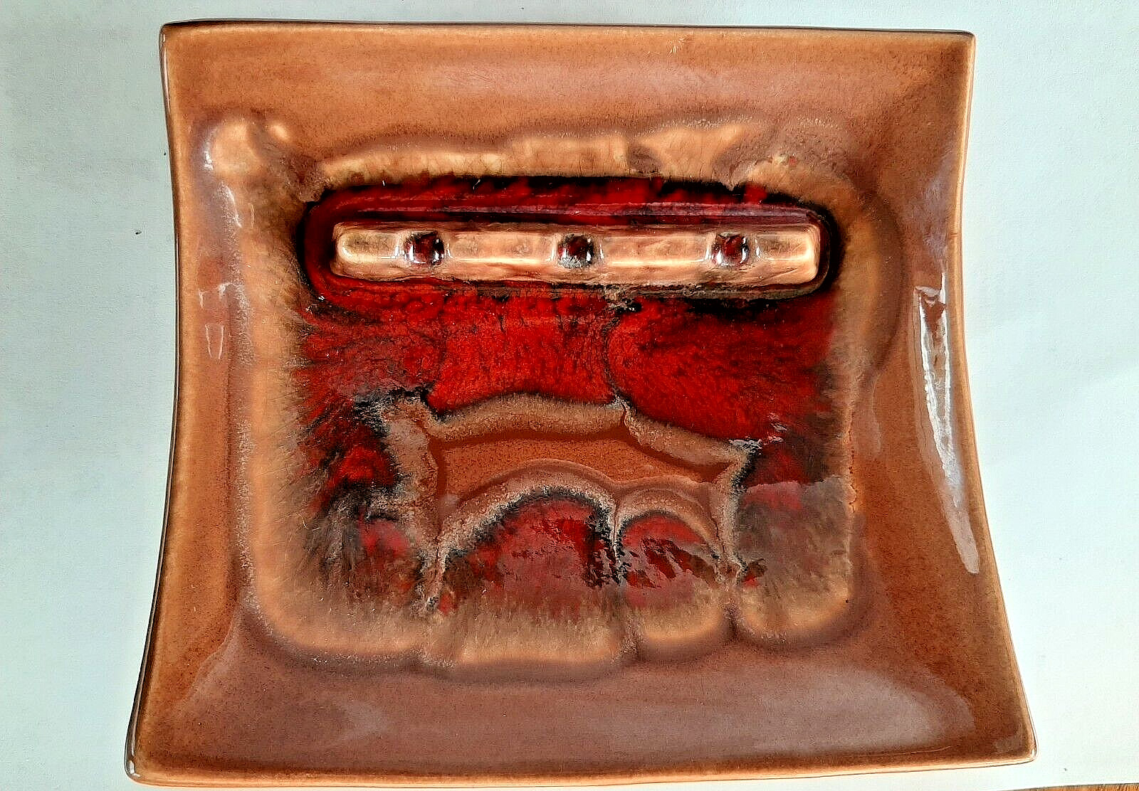  MCM Red Wing Pottery Drip Glaze Ceramic ASHTRAY #861 USA