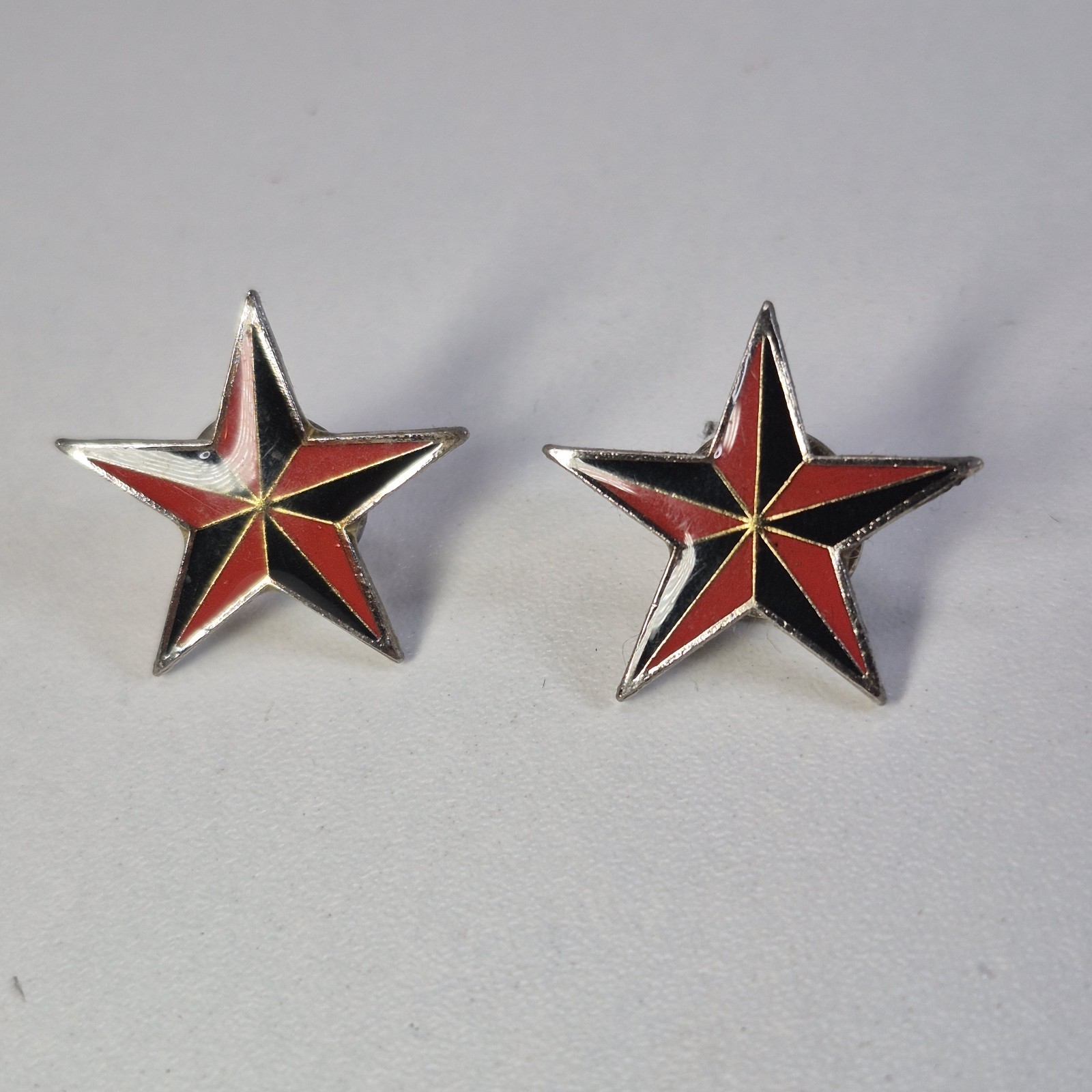 VTG Set of Red and black nautical star lapel enamel 1