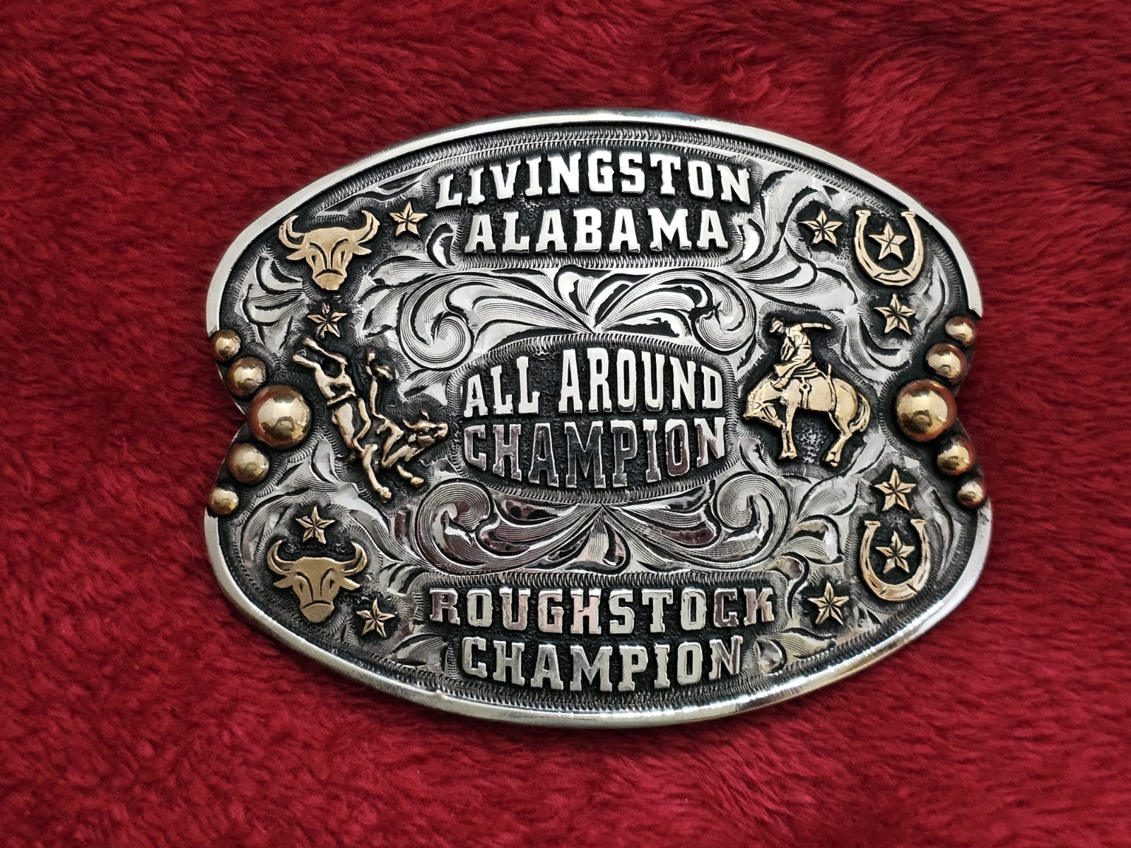 X~Treme Rodeo Champion☆All Around☆ TROPHY BUCKLE☆Livingston Alabama☆RARE☆849