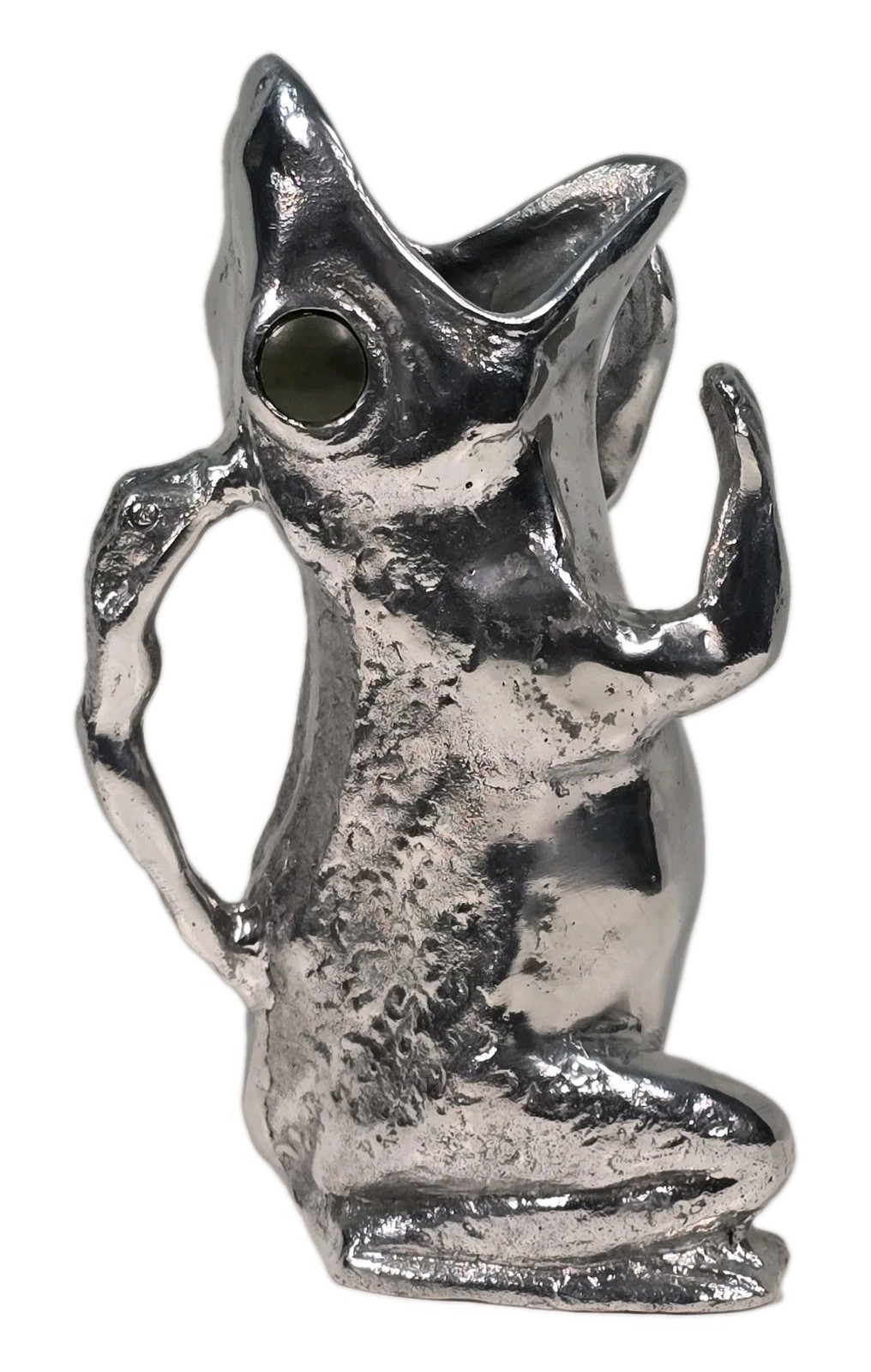 Vintage Arthur Court Designs Cast Aluminum Frog Pitcher 1986 With Stone Eyes
