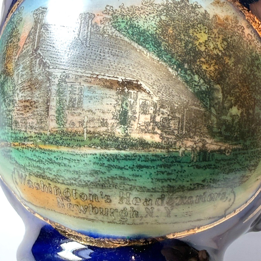 NEWBURGH NY NEW YORK WASHINGTON HEADQUARTERS Antique COBALT Souvenir TRINKET NEWBURGH NY NEW YORK WASHINGTON HEADQUARTERS Antique COBALT Souvenir TRINKET