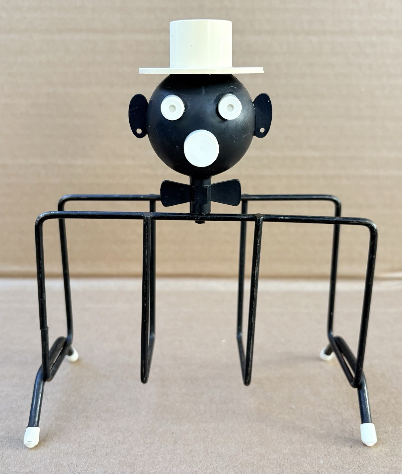 Very Rare VTG 1950s Atomic Wire Stick Man Black Wire Metal Napkin Letter Holder
