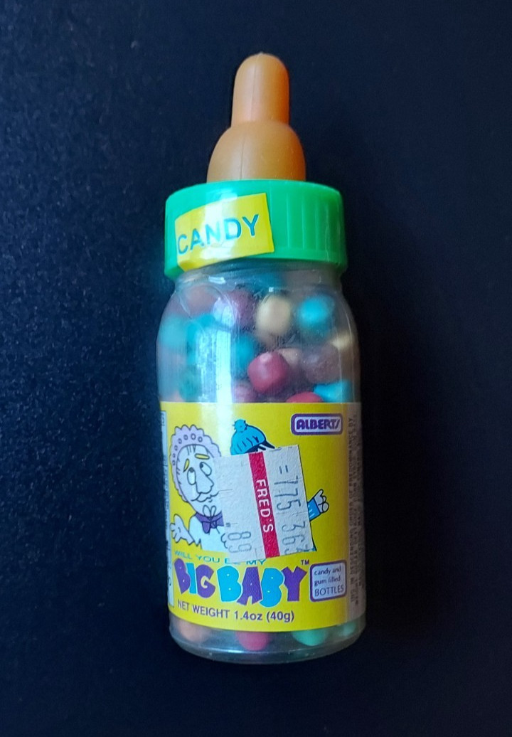 Vintage Big Baby 1992 Albert & Son BABY BOTTLE BUBBLE GUM Container 4.25” SEALED